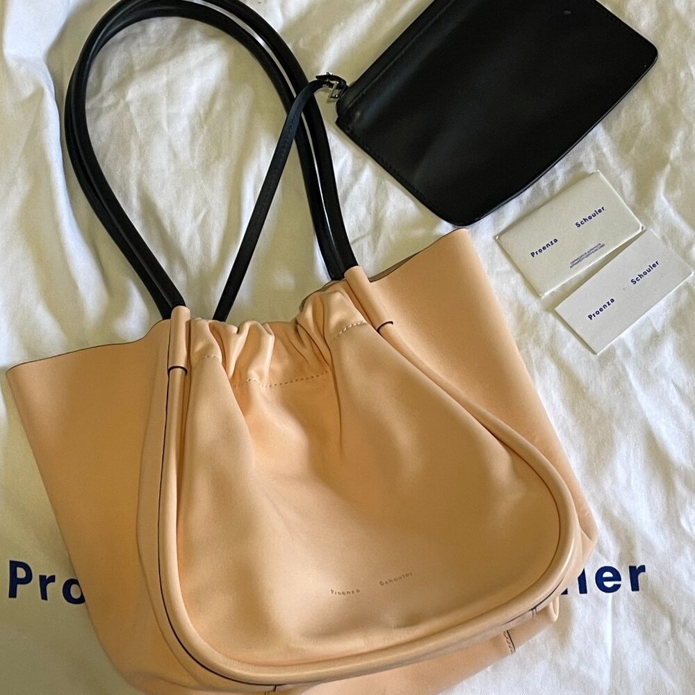 PROENZA SCHOULER Calfskin Large Ruched Tote in Peach